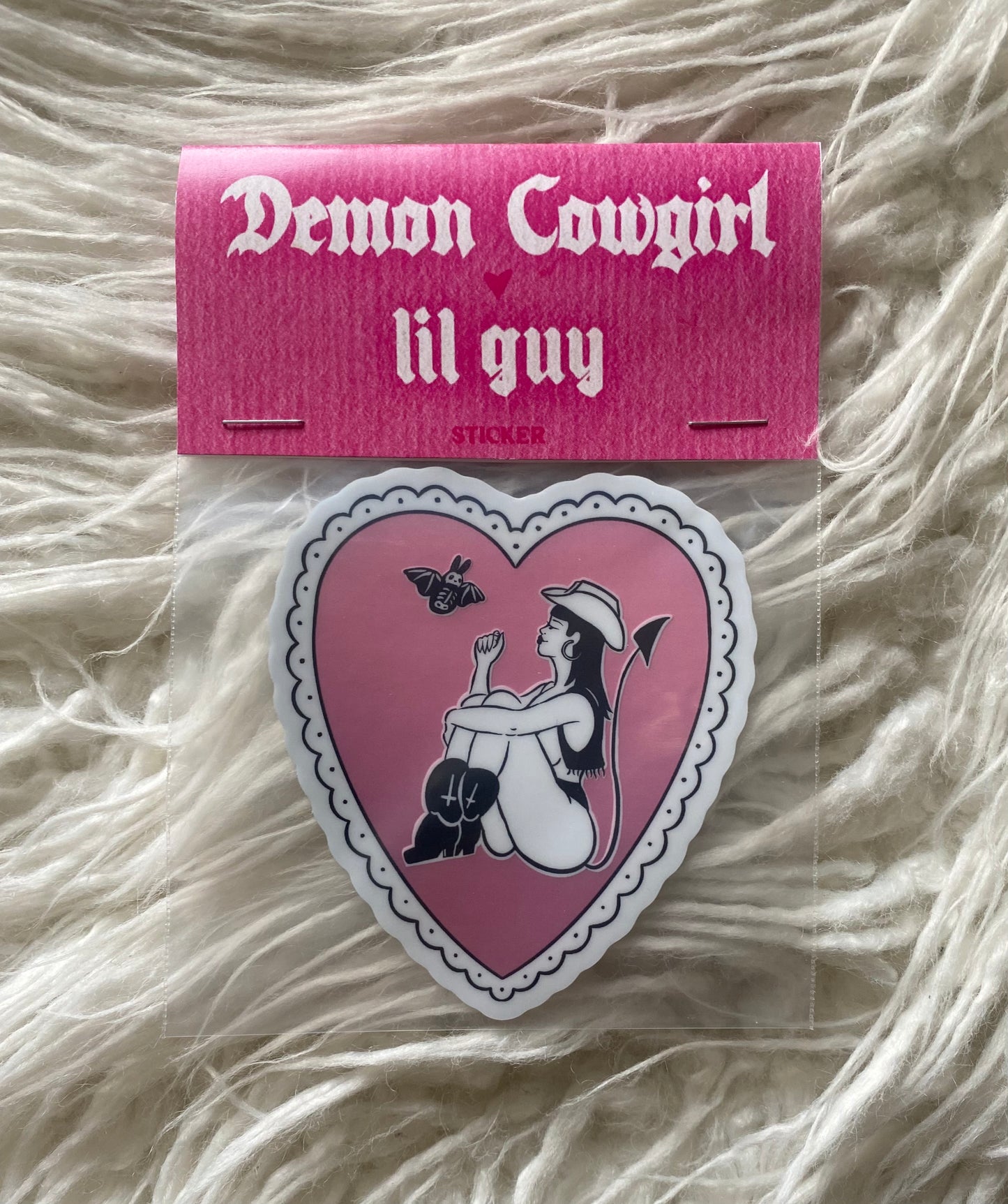 'Demon Cowgirl ♥ Lil Guy' Holographic Sticker