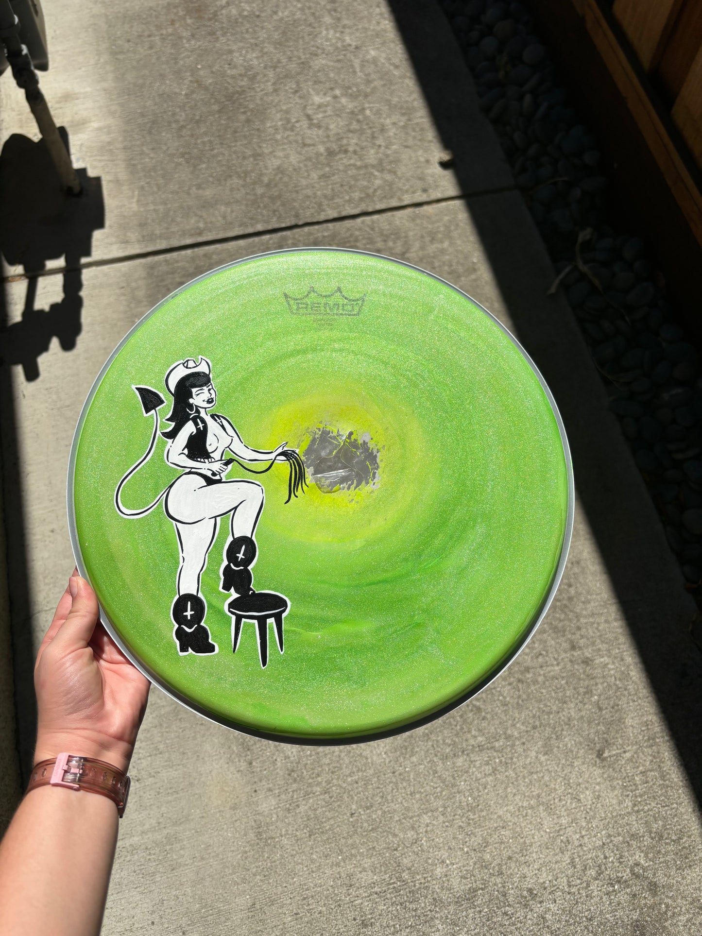 "Whip It" Drumhead Painting