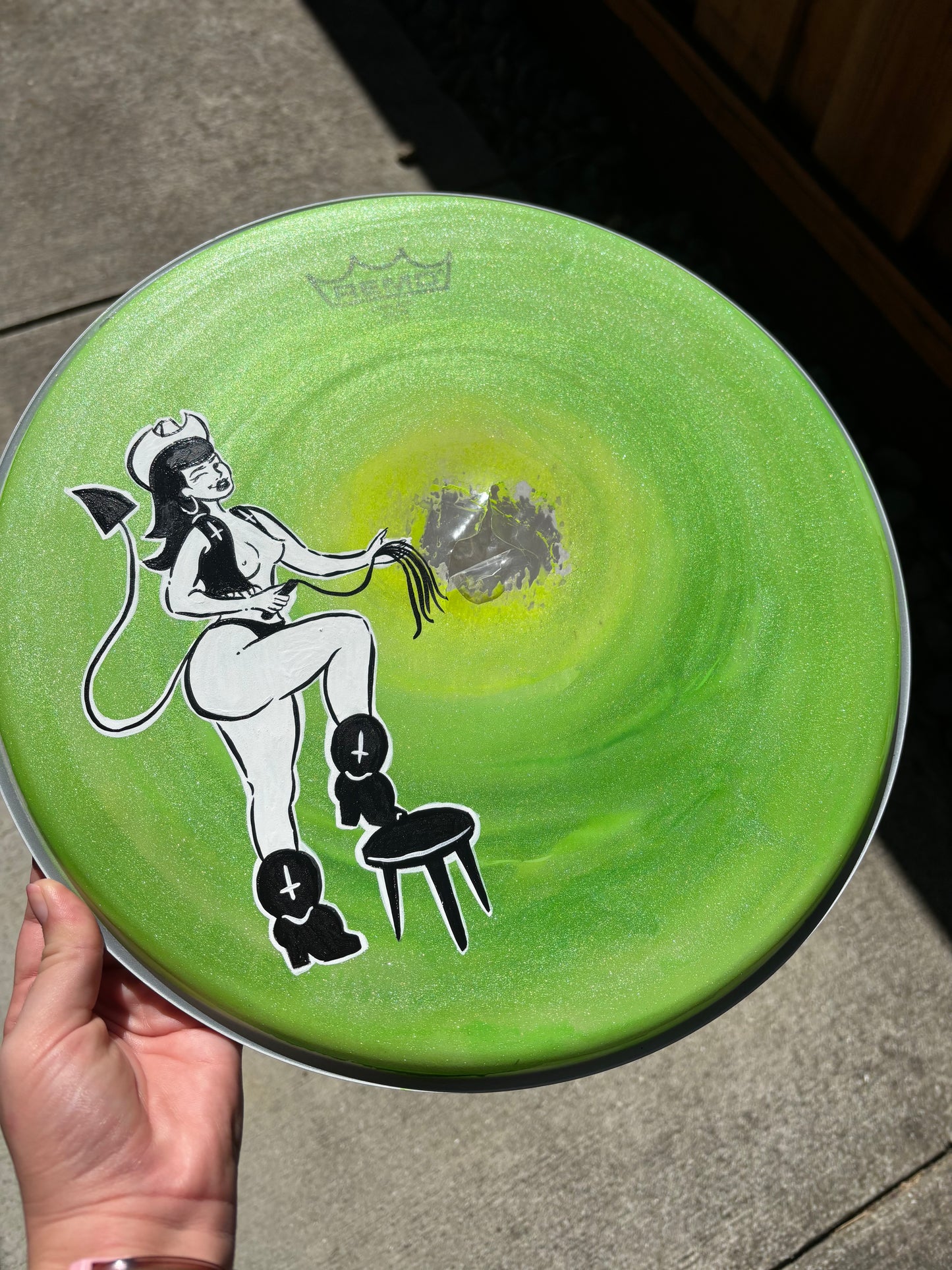 "Whip It" Drumhead Painting
